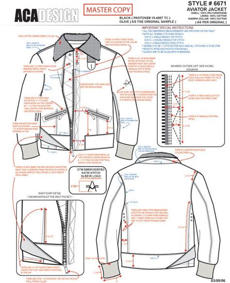 Tech Pack Example Work 1 on Behance Jacket pattern sewing, Jacket
