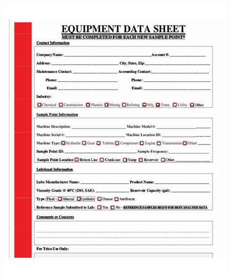 Technical Data Sheet Template Collection