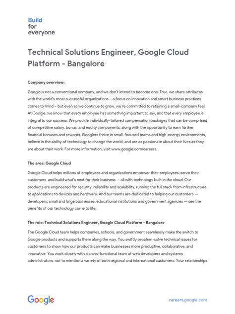 Technical Solutions Engineer Google Cloud