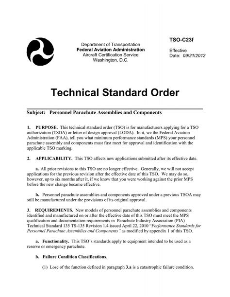 Technical Standard Order - an overview ScienceDirect Topics