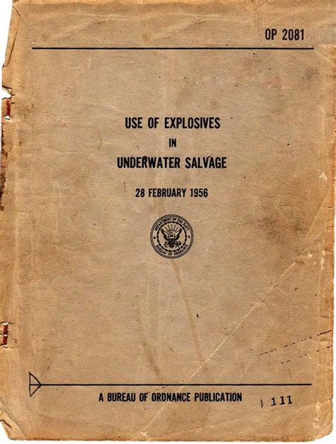 Technical manual for use of explosives in underwater salvage. - California environmental law and policy a practical guide.