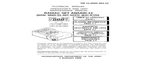 Technical manual radiac set an udr 13. - Supplément au dictionnaire de géographie historique de la gaule et de la france 1983.