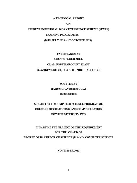 Technical report for industrial training.  In addition to technical studies, we offer a wid...