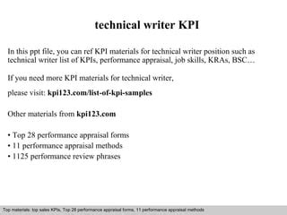 Technical writer kpi - SlideShare