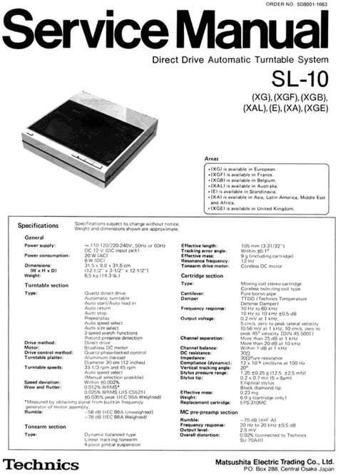 Technics sl 10 turntable service manual. - Manual de reparación de flejadoras semiautomáticas.