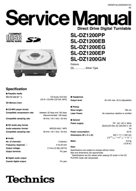Technics sl dz1200 manual de servicio guía de reparación. - Thermo king di 22 se 22 engine overhaul manual.