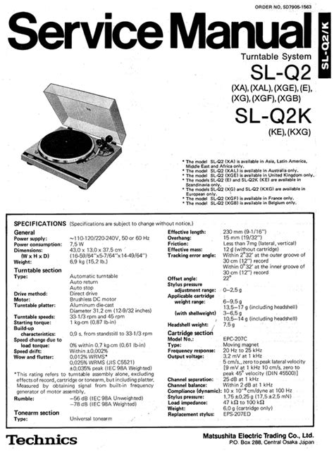 Technics sl q2 turntable service manual. - 2001 renault megane cabriola scenic owners manual.