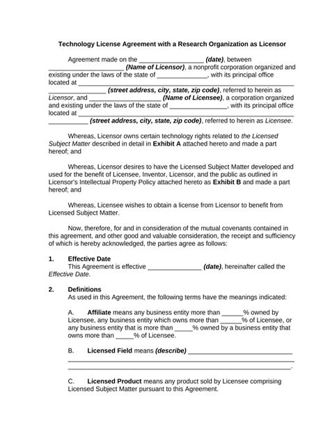 Technology License Agreement Form Fill Out and Sign Printable PDF