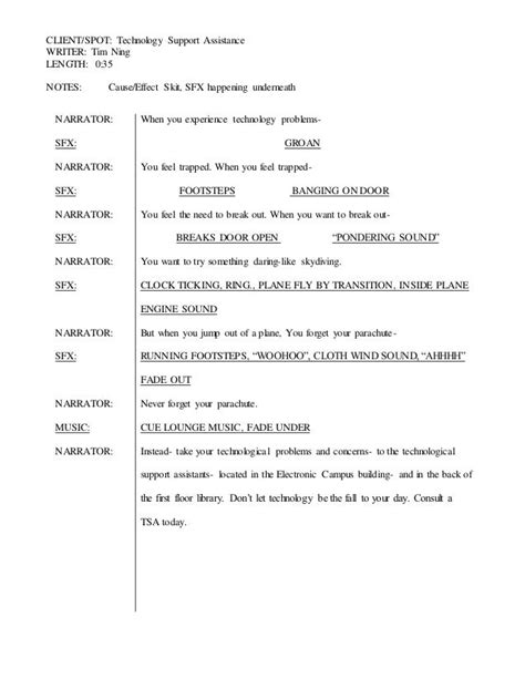 Technology Support Assistants PSA Script