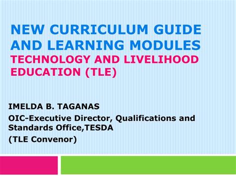 Technology and livelihood education curriculum guide. - Información fundamental sobre el sistema nacional de educación.