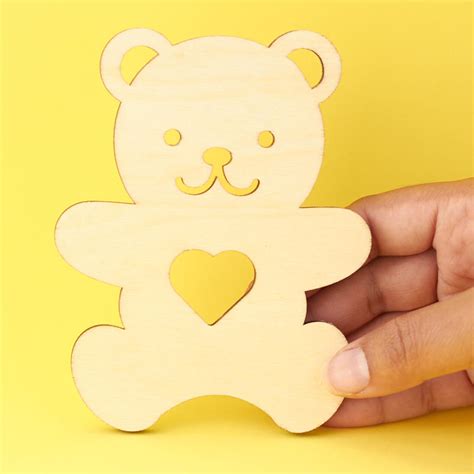 Teddy Bear Wood Cutout Unfinished Wooden Bear Crafts