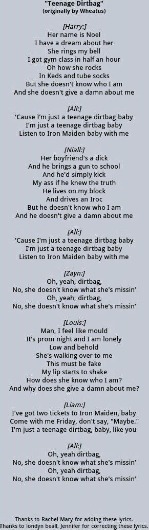 Teenage dirtbag lyrics. Things To Know About Teenage dirtbag lyrics. 