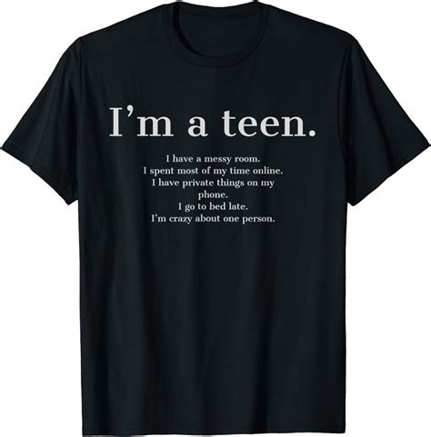 Teenager t shirts. 13th Birthday Tshirt - Warning Official Teenager T-Shirt - Teen 13 Years Old 13th Birthday Teenage Boy Girl. 23. £899. Save 5% on any 4 qualifying items. FREE delivery Sat, 16 Mar on your first eligible order to UK or Ireland. Or fastest delivery Tomorrow, 14 Mar. 
