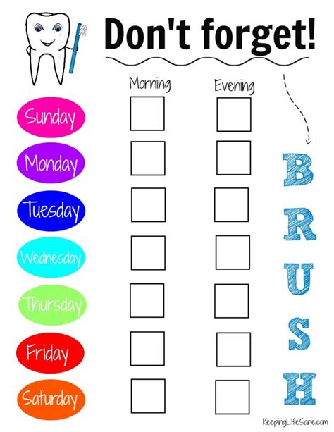 Teeth Brushing Chart Printable