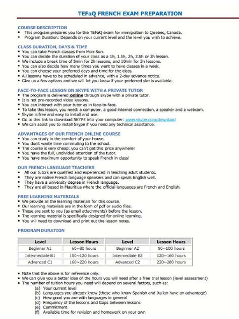 Tefaq practice test online.  You will work intensively on French language fluency and ac...