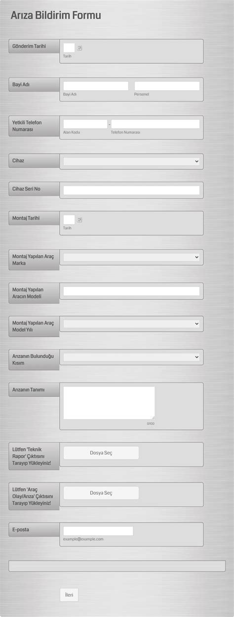 Teknik Destek Formu SUNNY.