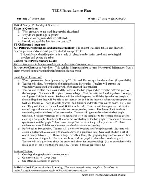 Teks Lesson Plan Template Latter Example Template