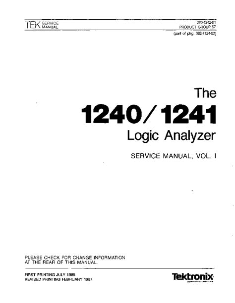 Tektronix 1240 1241 logic analyzer service manual. - Sanyo ja 166 power amplifier service manual.