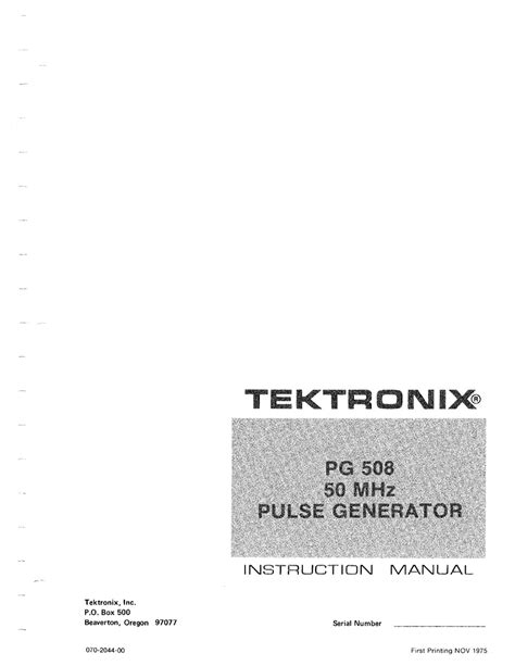 Tektronix pg 508 50 mhz pulse generator instruction service manual. - Risposte della guida allo studio della croce rossa americana wsi.