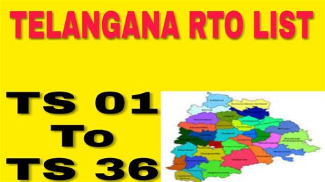 Telangana RTO - TS RTA registration starts from TS 01 to TS 36