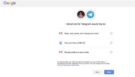 Telegram login with gmail.  This bot is an email client that works right inside...