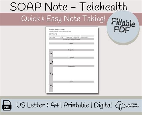 Telemedicine SOAP Note Guide Digital Download