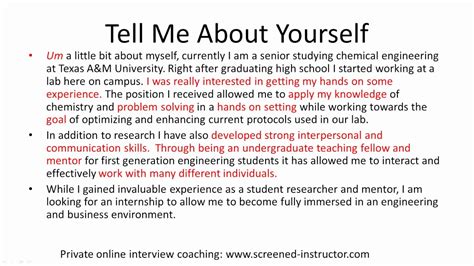 Tell Me About Yourself Interview Question sample answers