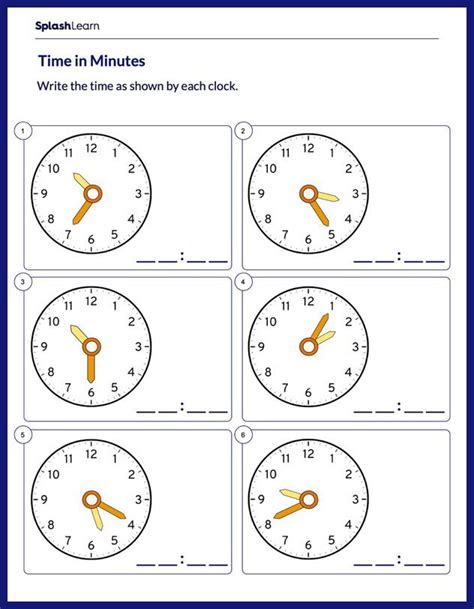 Tell Time to the Nearest 5 Minutes Math Worksheets SplashLearn