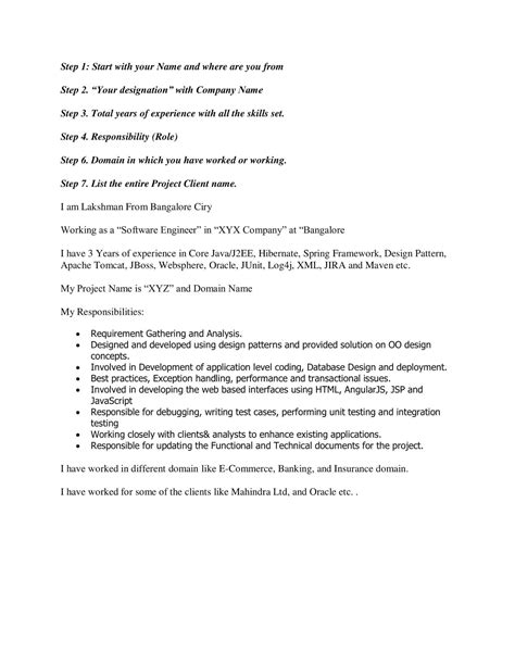 Tell me about yourself interview question for Java Experienced Developer