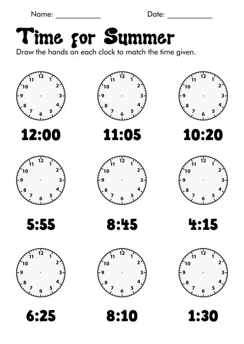 Telling Time 2nd Grade Worksheets
