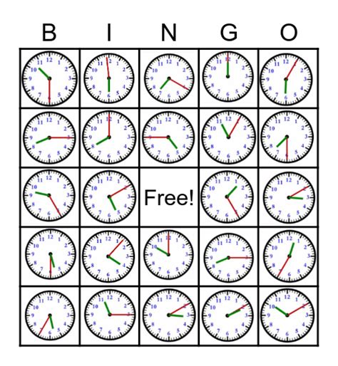 Telling Time Bingo Card Generator