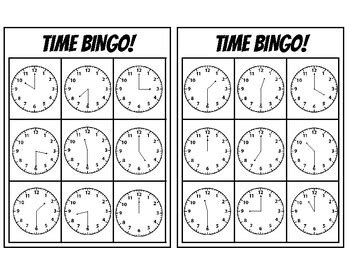 Telling Time Bingo Game To The Hour And Half Hour Math Lessons Homeschool Math Teaching Math