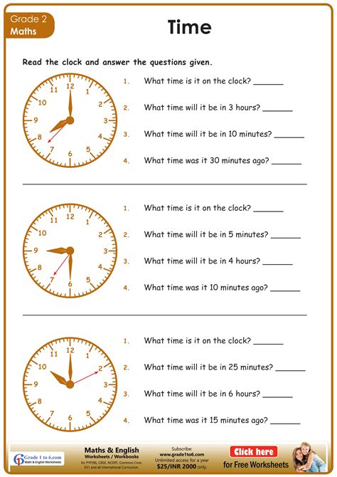 Telling Time Clock Worksheets