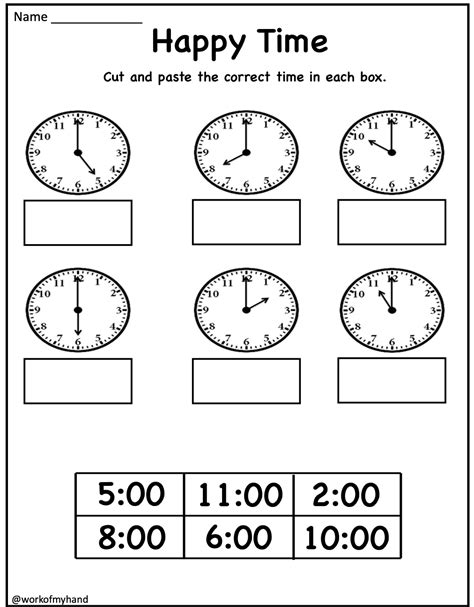 Telling Time to the Hour and Half Hour Cut and Paste Worksheet