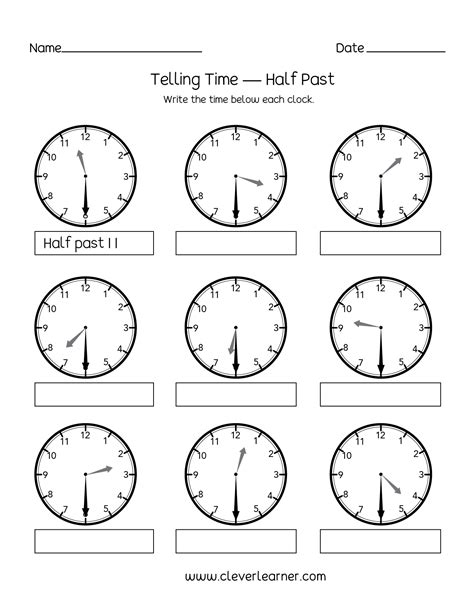 Telling the Time: Hour and Half Hour on Analog Clocks PowerPoint