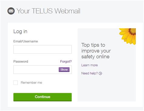 Telus log in. Email / Username. Password. Show. Remember me. Forgot your password or username ? 
