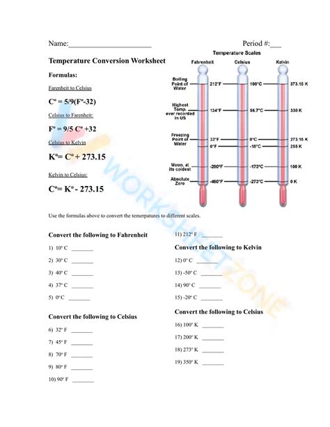 Temperature Conversion Worksheet