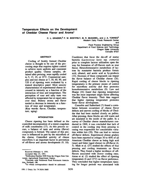 Temperature Effects on the Development of Cheddar …