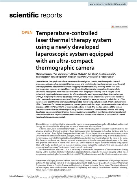 Temperature-controlled laser thermal therapy system using a …