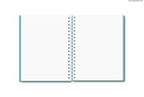 Template Blank Page Notebook Blank Open Notebook with Curled Page PSD