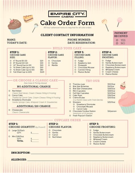 Template Cake Order For