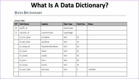 Template Data Dictionary