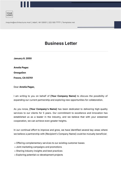 Template For Business Letter