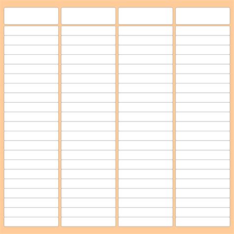 Template For Columns And Rows