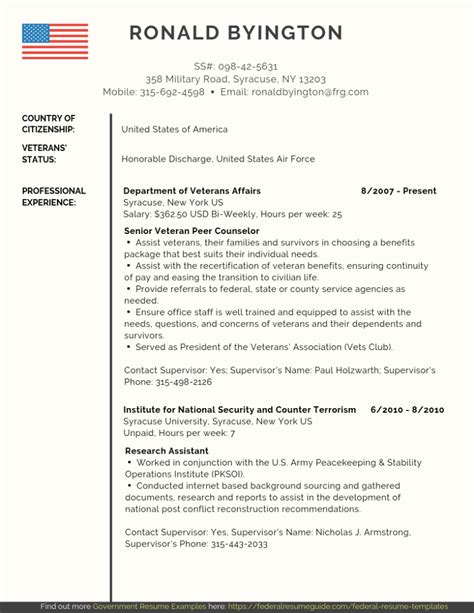 Template For Government Resume