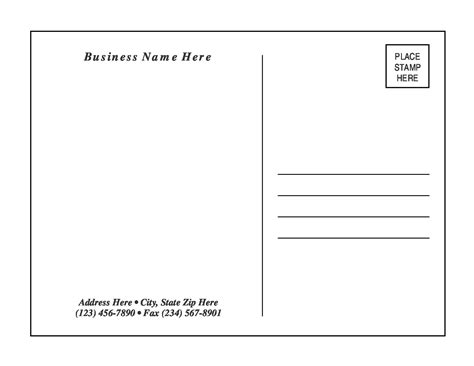 Template For Postcard