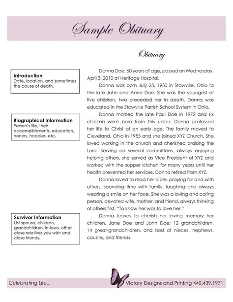 Template Obituary Examples