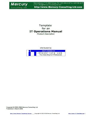 Template for an it operations manual mercury consulting ltd. - Naar een verantwoorde leerlingenschaal voor het kleuteronderwijs.