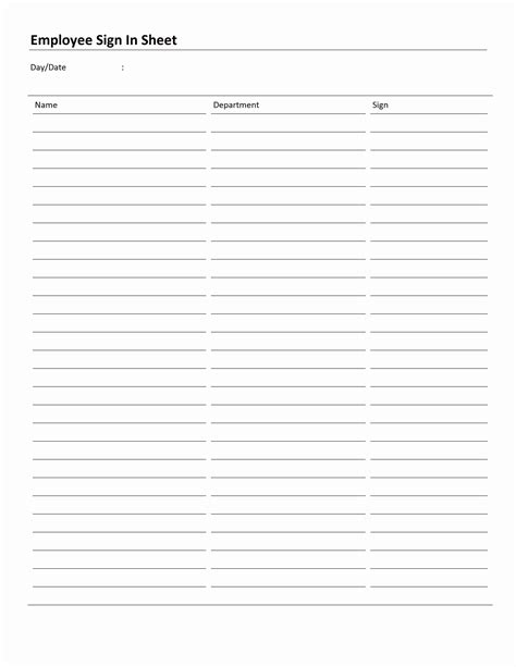 Templates For Sign In Sheets