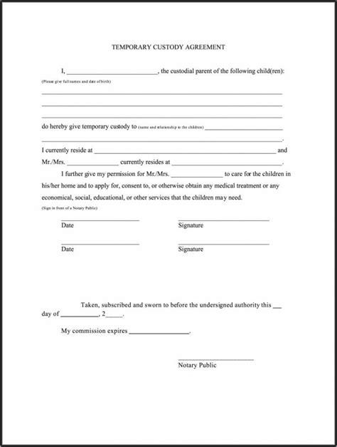 Temporary Custody Forms Form Resume Examples MoYoAmgN2Z